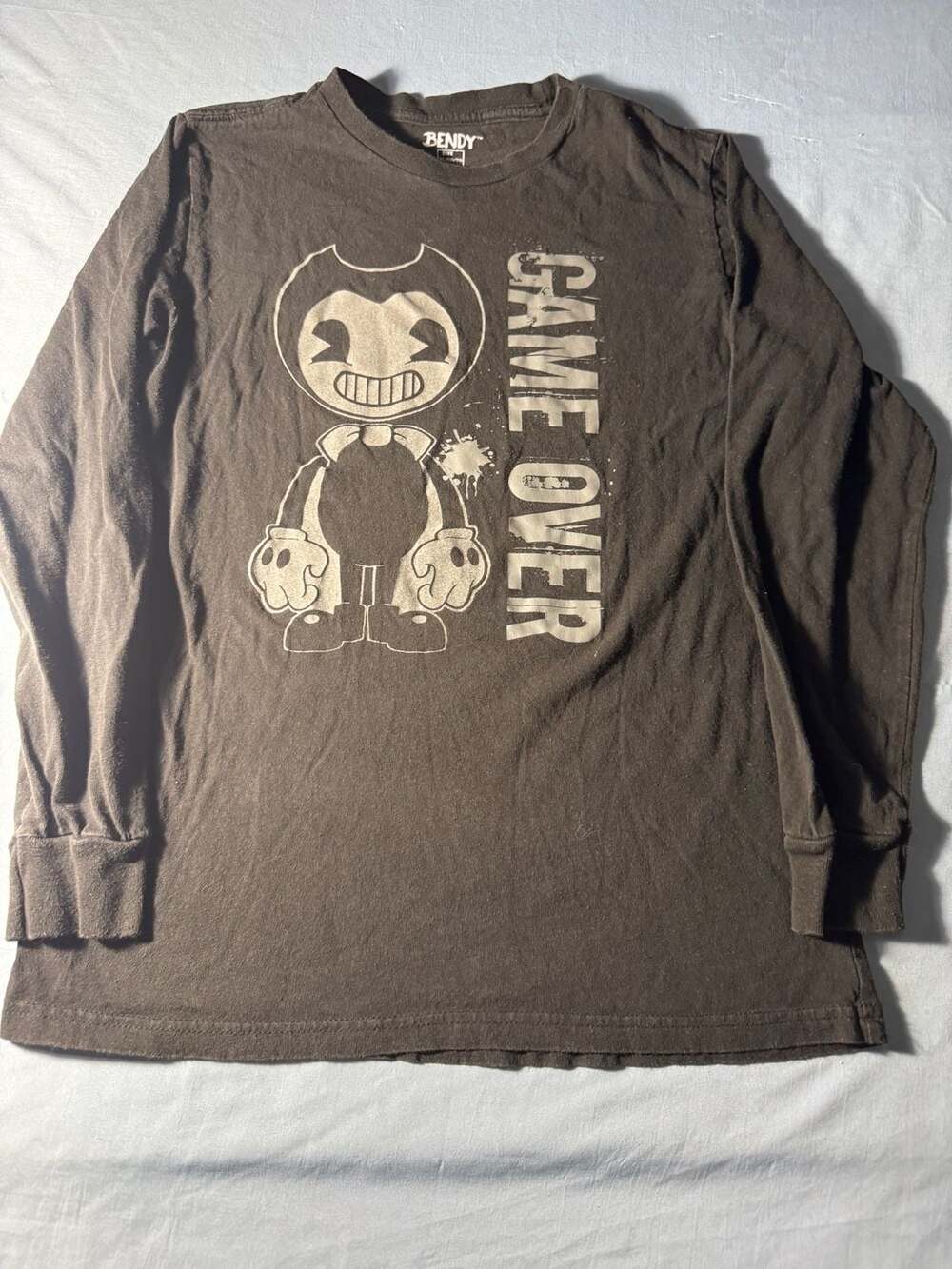 Youth Bendy Game Over Long Sleeve Graphic T-Shirt XL Black